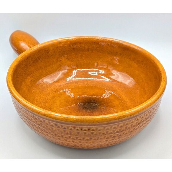 Landert 20 Fondue Casserole Gold Stoneware Glazed 8" Hollow Handle Swiss Made - Picture 1 of 4